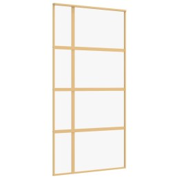 VidaXL Drzwi przesuwne, złote, 102,5x205 cm, przezroczyste szkło ESG