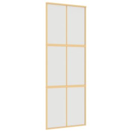 VidaXL Drzwi przesuwne, złote, 76x205 cm, mrożone szkło ESG, aluminium
