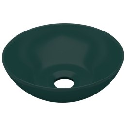 VidaXL Umywalka łazienkowa, ceramiczna, ciemnozielona, okrągła