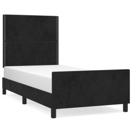 VidaXL Rama łóżka z zagłówkiem, czarna, 90x190 cm, aksamitna