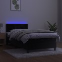 VidaXL Łóżko kontynentalne z materacem i LED, czarny aksamit 90x200 cm