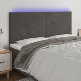 VidaXL Zagłówek do łóżka z LED, ciemnoszary, 180x5x118/128 cm, aksamit