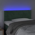 VidaXL Zagłówek do łóżka z LED, ciemnozielony, 90x5x78/88 cm, aksamit