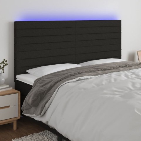 VidaXL Zagłówek do łóżka z LED, czarny, 200x5x118/128 cm, tkanina