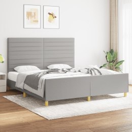 VidaXL Rama łóżka z zagłówkiem, jasnoszara, 180x200 cm, obita tkaniną