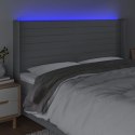 VidaXL Zagłówek do łóżka z LED, jasnoszary, 183x16x118/128 cm, tkanina