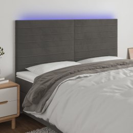 VidaXL Zagłówek do łóżka z LED, ciemnoszary, 200x5x118/128 cm, aksamit