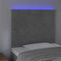 VidaXL Zagłówek do łóżka z LED, jasnoszary, 100x5x118/128 cm, aksamit