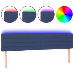VidaXL Zagłówek do łóżka z LED, niebieski, 200x5x78/88 cm, tkanina