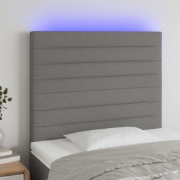 VidaXL Zagłówek do łóżka z LED, ciemnoszary, 100x5x118/128 cm, tkanina