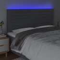 VidaXL Zagłówek do łóżka z LED, ciemnoszary, 200x5x118/128 cm, tkanina