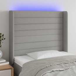 VidaXL Zagłówek do łóżka z LED, jasnoszary, 103x16x118/128 cm, tkanina