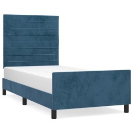 VidaXL Rama łóżka z zagłówkiem, ciemnoniebieska, 100x200 cm, aksamitna