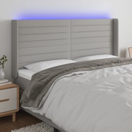 VidaXL Zagłówek do łóżka z LED, jasnoszary, 203x16x118/128 cm, tkanina