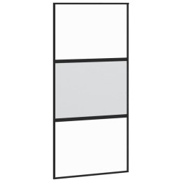 VidaXL Drzwi przesuwne, czarne, 102,5x205cm, szkło hartowane aluminium