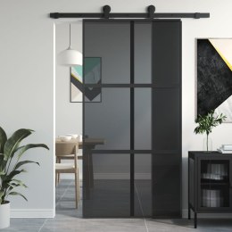 VidaXL Drzwi przesuwne, czarne, 102,5x205cm, szkło hartowane aluminium