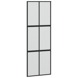 VidaXL Drzwi przesuwne, czarne, 90x205 cm, szkło hartowane, aluminium
