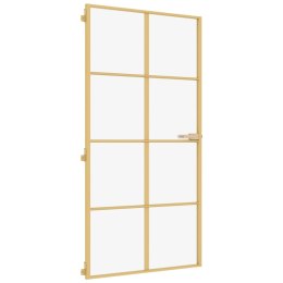 VidaXL Drzwi wewnętrzne, złote, 102,5x201,5 cm, szkło i aluminium