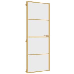 VidaXL Drzwi wewnętrzne, złote, 76x201,5 cm, szkło i aluminium