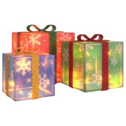 VidaXL Podświetlane prezenty świąteczne, 3 szt., 64 LED, ciepła biel