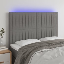 VidaXL Zagłówek do łóżka z LED, ciemnoszary, 144x5x118/128 cm, tkanina