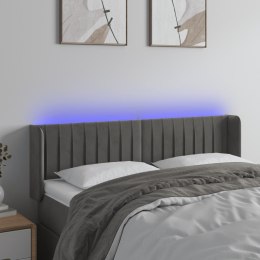 VidaXL Zagłówek do łóżka z LED, ciemnoszary, 147x16x78/88 cm, aksamit