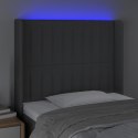 VidaXL Zagłówek do łóżka z LED, ciemnoszary, 83x16x118/128 cm, tkanina