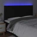 VidaXL Zagłówek do łóżka z LED, czarny, 200x5x118/128 cm, tkanina