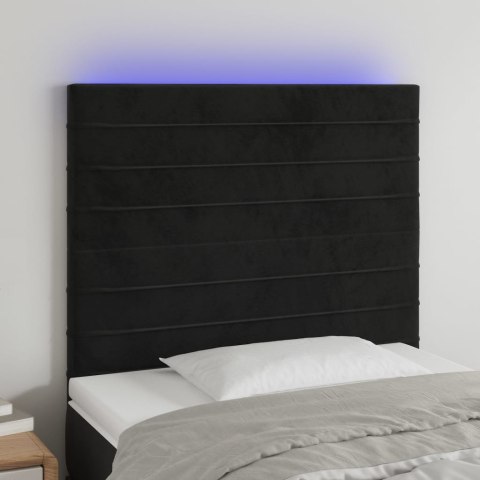 VidaXL Zagłówek do łóżka z LED, czarny, 80x5x118/128 cm, aksamit
