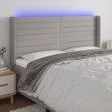 VidaXL Zagłówek do łóżka z LED, jasnoszary, 163x16x118/128 cm, tkanina
