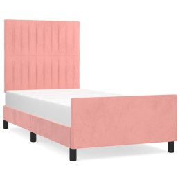 VidaXL Rama łóżka z zagłówkiem, różowa, 90x200 cm, aksamitna