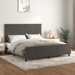 VidaXL Rama łóżka z zagłówkiem, ciemnoszara, 160x200 cm, aksamitna