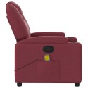 VidaXL Rozkładany fotel masujący, winna czerwień, obity tkaniną