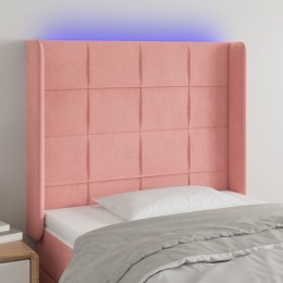 VidaXL Zagłówek do łóżka z LED, różowy, 103x16x118/128 cm, aksamit