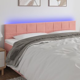 VidaXL Zagłówek do łóżka z LED, różowy, 200x5x78/88 cm, aksamit