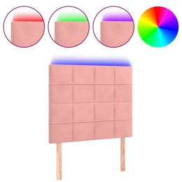 VidaXL Zagłówek do łóżka z LED, różowy, 100x5x118/128 cm, aksamit