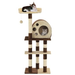 VidaXL Drapak dla kota ze słupkami sizalowymi, 127 cm, beżowo-brązowy
