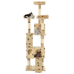 VidaXL Drapak dla kota ze słupkami sizalowymi, 170 cm, beżowy w łapki