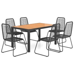 VidaXL 7-częściowy zestaw mebli ogrodowych, rattan PVC, czarno-brązowy