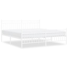 VidaXL Metalowa rama łóżka z wezgłowiem i zanóżkiem, biała, 180x200 cm