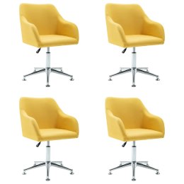 VidaXL Obrotowe krzesła do jadalni, 4 szt., żółte, tkanina