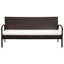 VidaXL 3-osobowa sofa ogrodowa z poduszkami, polirattan, brązowa