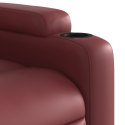 VidaXL Fotel rozkładany, czerwone wino, sztuczna skóra