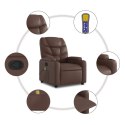 VidaXL Rozkładany fotel masujący, brązowy, obity sztuczną skórą