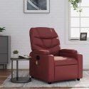VidaXL Rozkładany fotel masujący, winna czerwień, obity sztuczną skórą