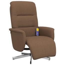 VidaXL Rozkładany fotel masujący z podnóżkiem, brązowy, obity tkaniną