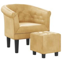 VidaXL Fotel z podnóżkiem, złoty, sztuczna skóra