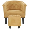 VidaXL Fotel z podnóżkiem, złoty, sztuczna skóra