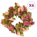 VidaXL Sztuczne girlandy kwiatowe, 6 szt., różana czerwień, 250 cm