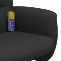 VidaXL Rozkładany fotel masujący z podnóżkiem, czarny, obity tkaniną